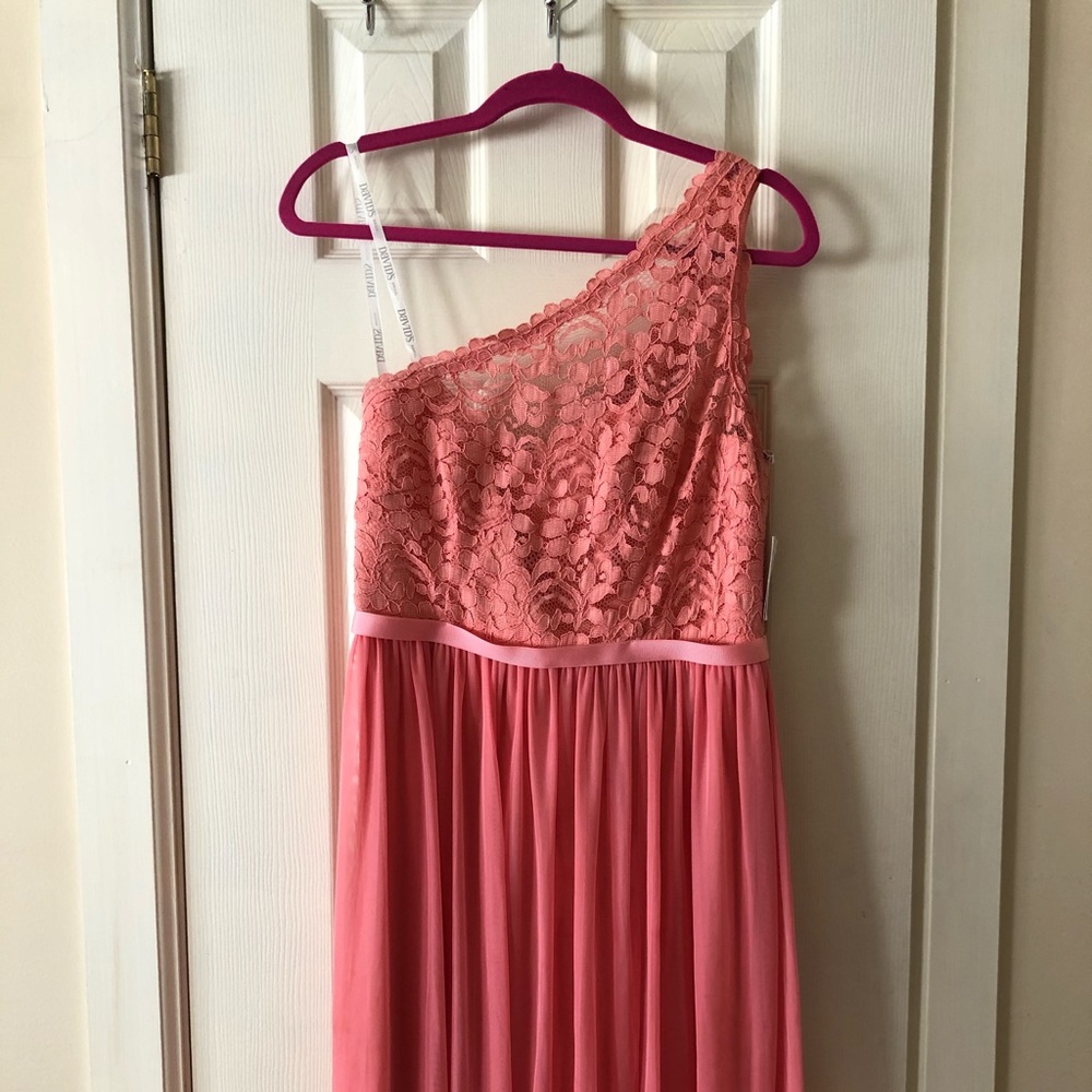 David’s Bridal - Long One-shoulder Lace Dress
